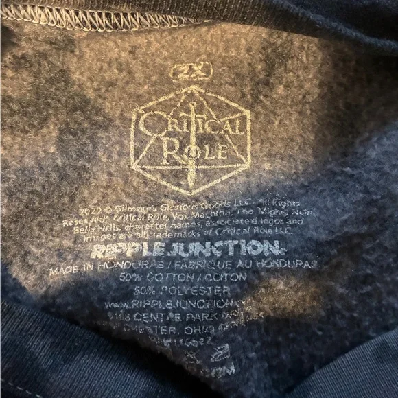 Ripple Junction Critical Role Black and Gray tie-dye crewneck 2X - Picture 4 of 5